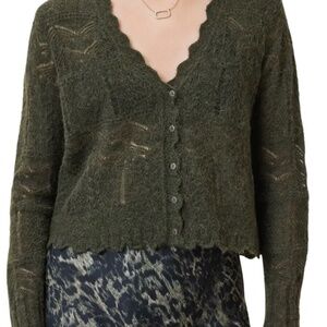 AllSaints Vanessa Wool & Alpaca Blend Cardigan olive green size L  NWT